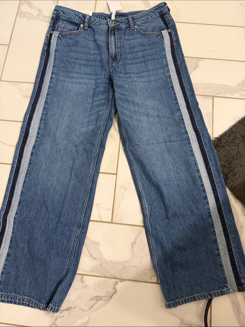 H&M Blue Denim Bootcut Jeans with Side Stripe